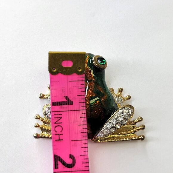 Large Bronze Gold and Green FROG Brooch - Picture 7 of 16